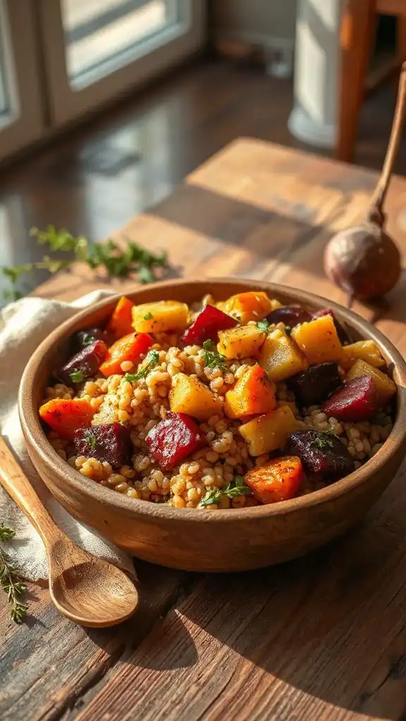 farro salad with roasted vegetables