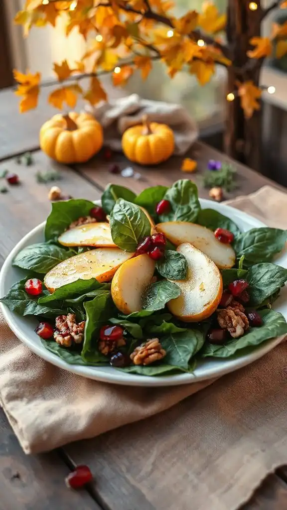 fresh spinach and pears