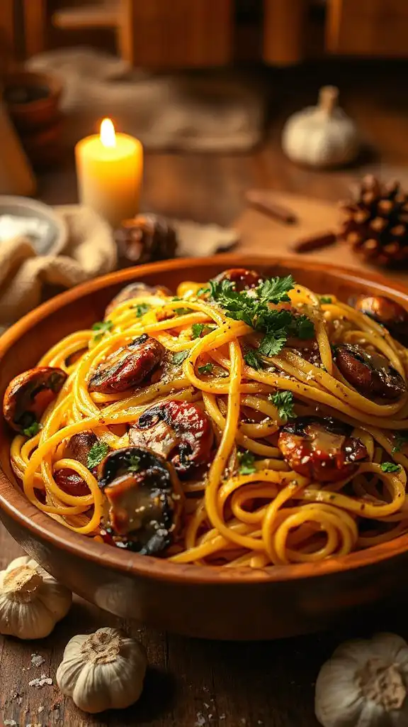 garlic butter mushroom pasta