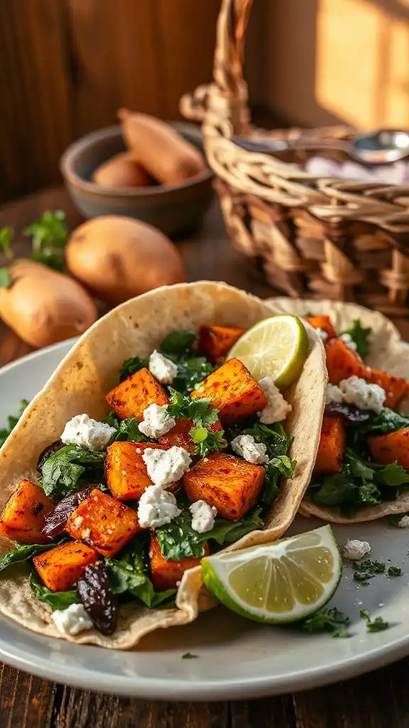 garlic herb sweet potato tacos