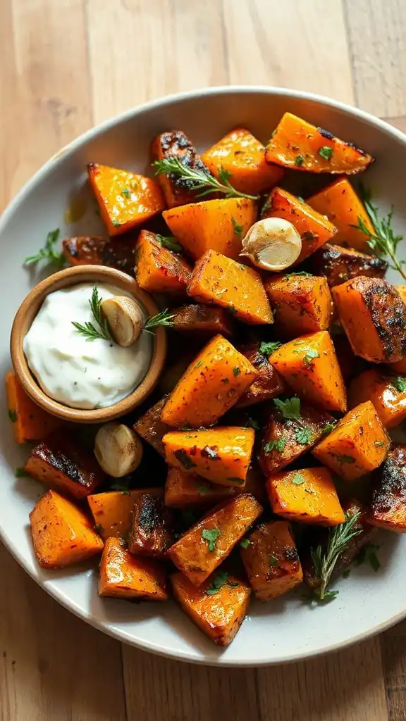 garlic herb sweet potatoes