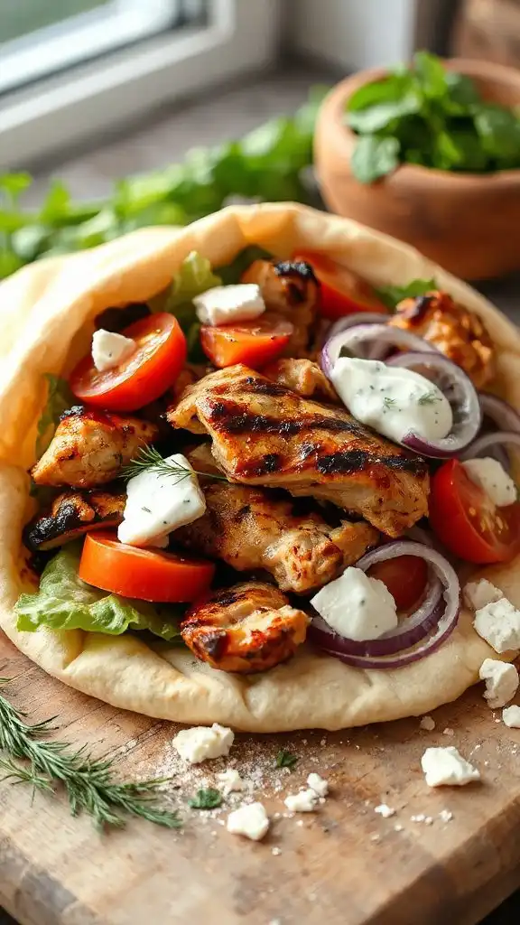 greek chicken pita wrap