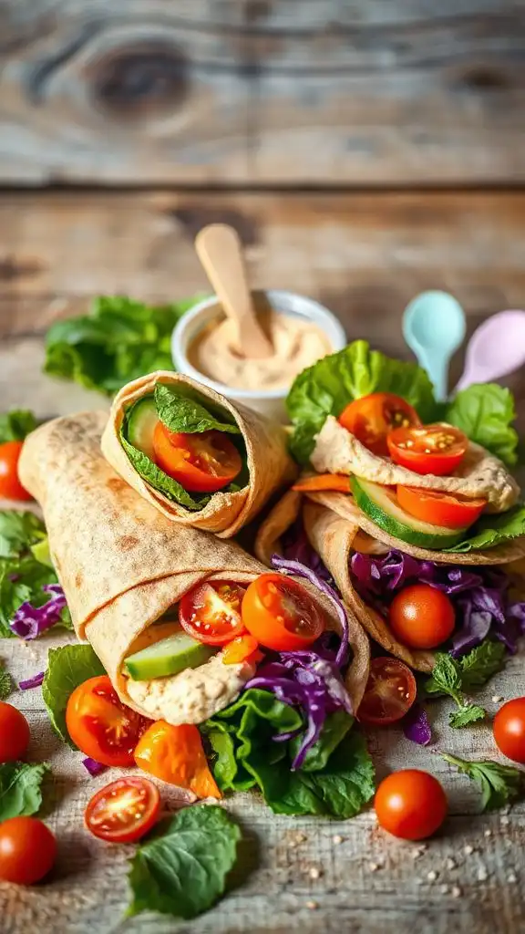 healthy veggie hummus wrap