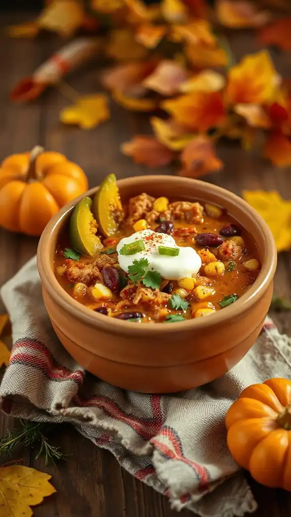 heartwarming pumpkin turkey chili