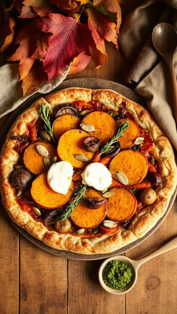 hearty autumn vegetable pizza