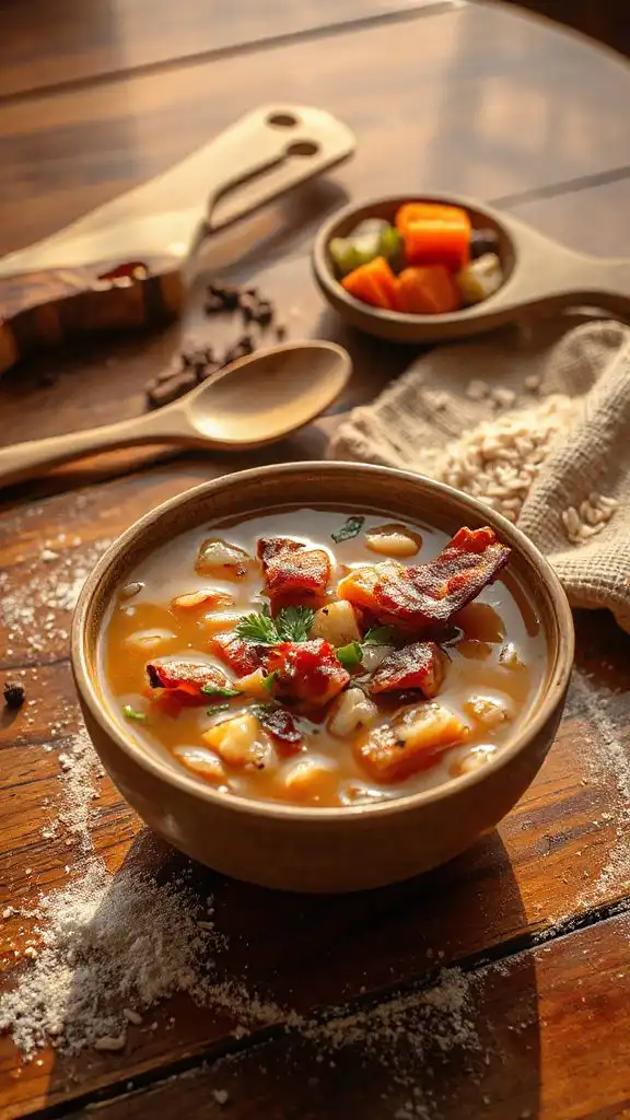 hearty bacon wild rice soup