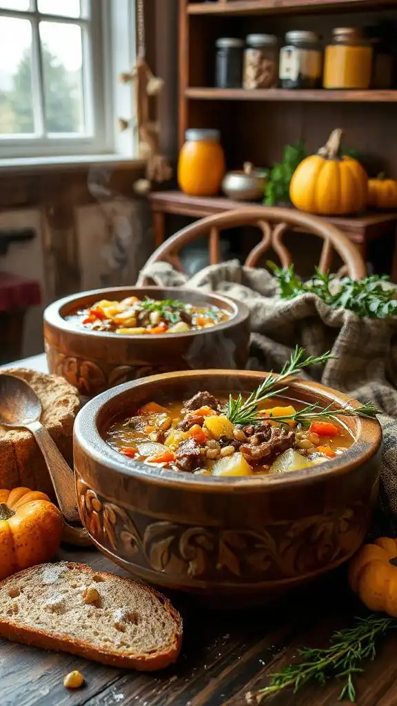 hearty beef barley pasta soup