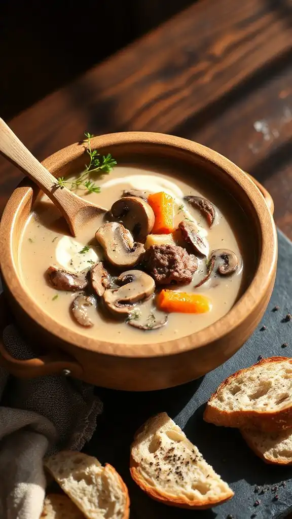 hearty beef mushroom soup
