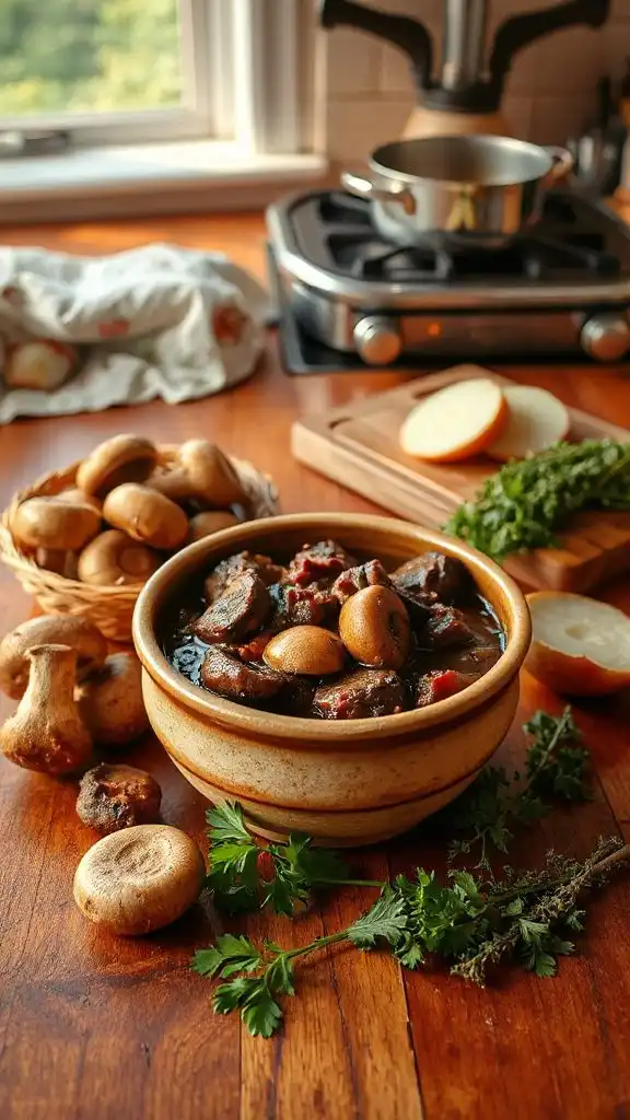 hearty beef mushroom stew