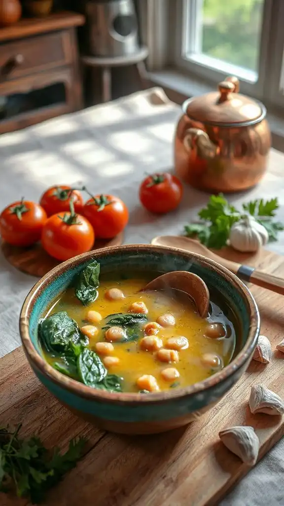 hearty chickpea spinach soup