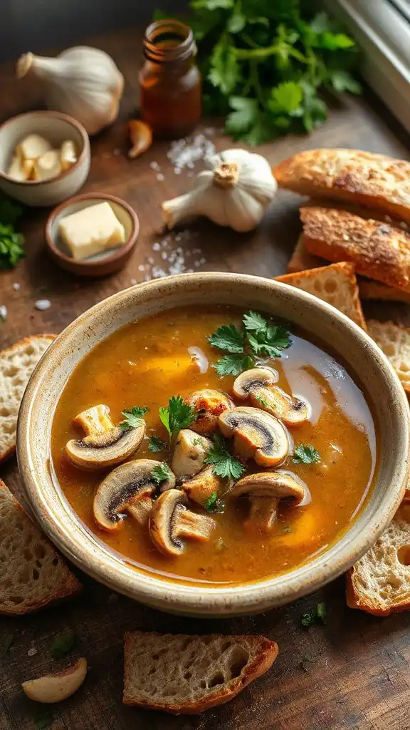 hearty garlic mushroom soup