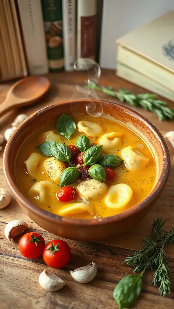 hearty garlic tortellini soup