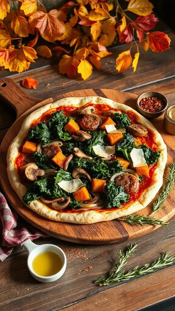 hearty kale sausage pizza