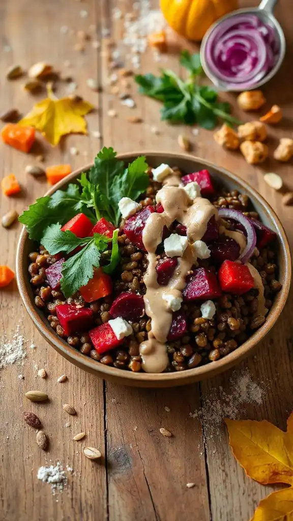 hearty lentil beetroot salad