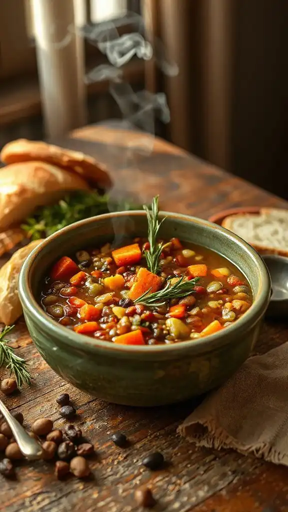 hearty lentil rosemary soup