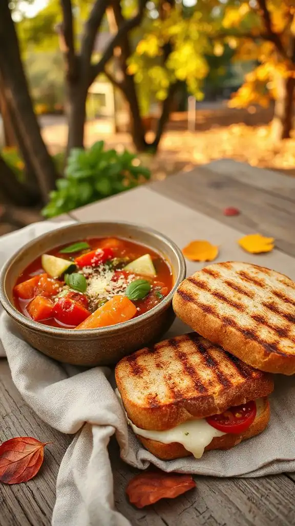 hearty minestrone with panini