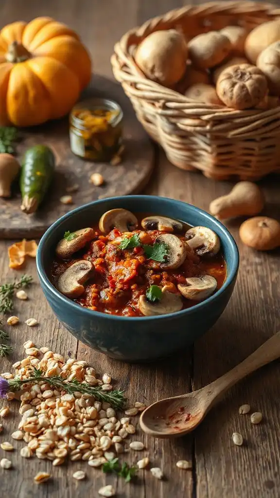 hearty mushroom barley chili