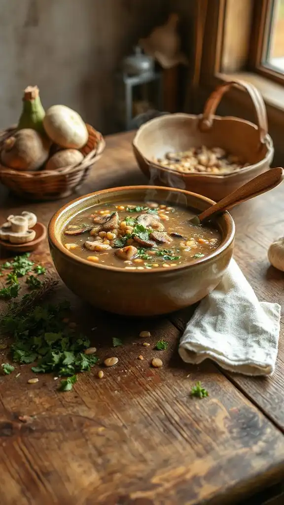 hearty mushroom barley soup