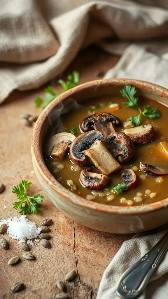 hearty mushroom barley soup