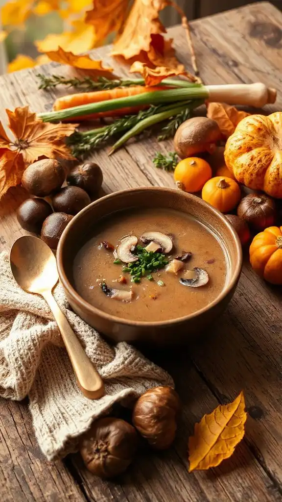 hearty mushroom chestnut soup
