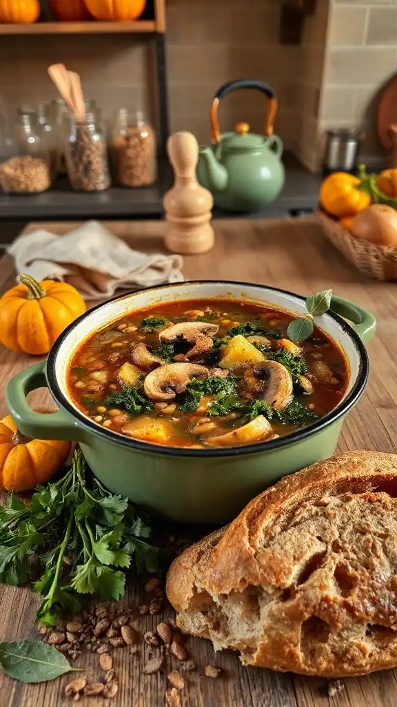 hearty mushroom lentil stew