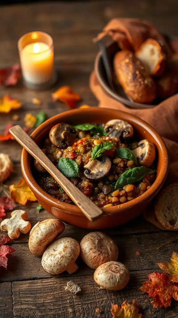 hearty mushroom lentil stew
