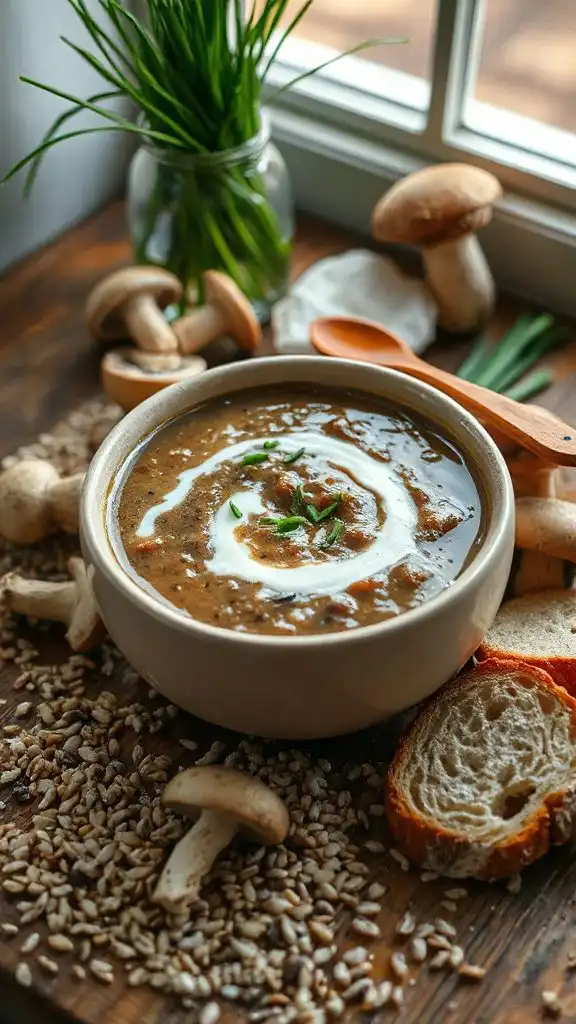 hearty mushroom wild rice soup