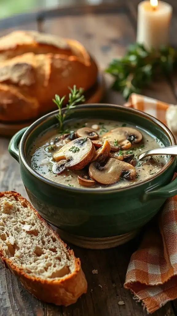 hearty mushroom wild rice soup