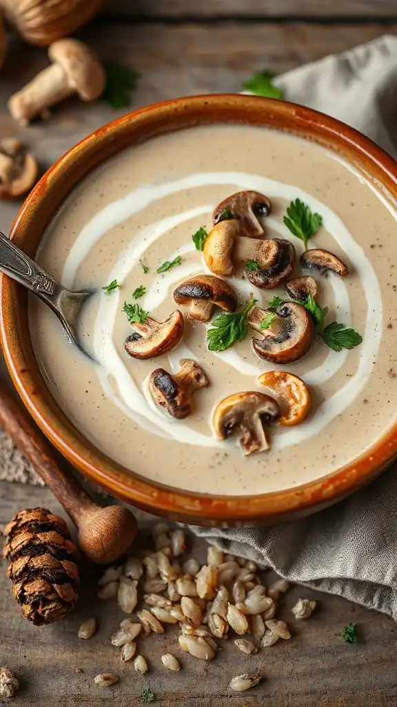 hearty mushroom wild rice soup
