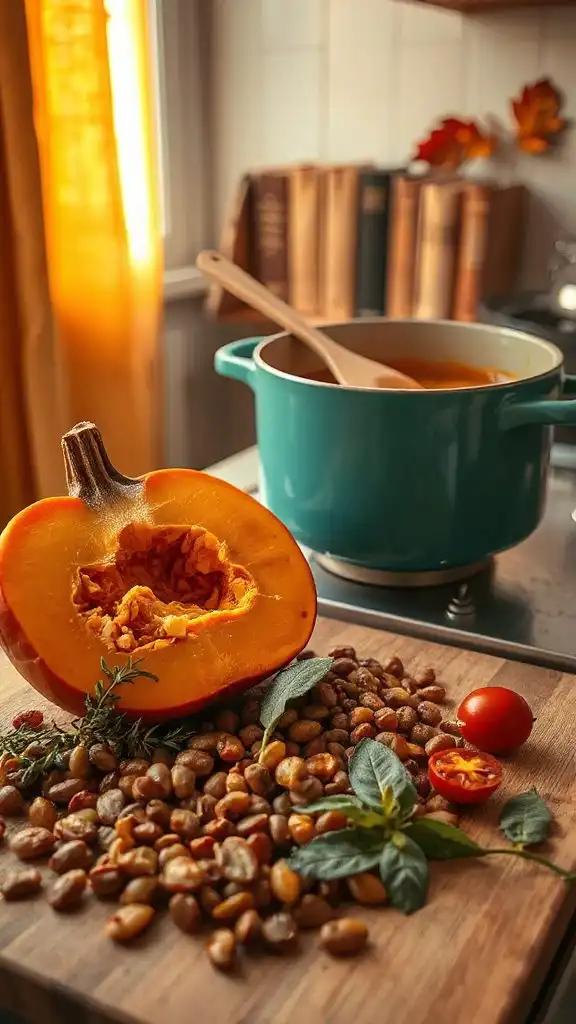 hearty pumpkin lentil stew