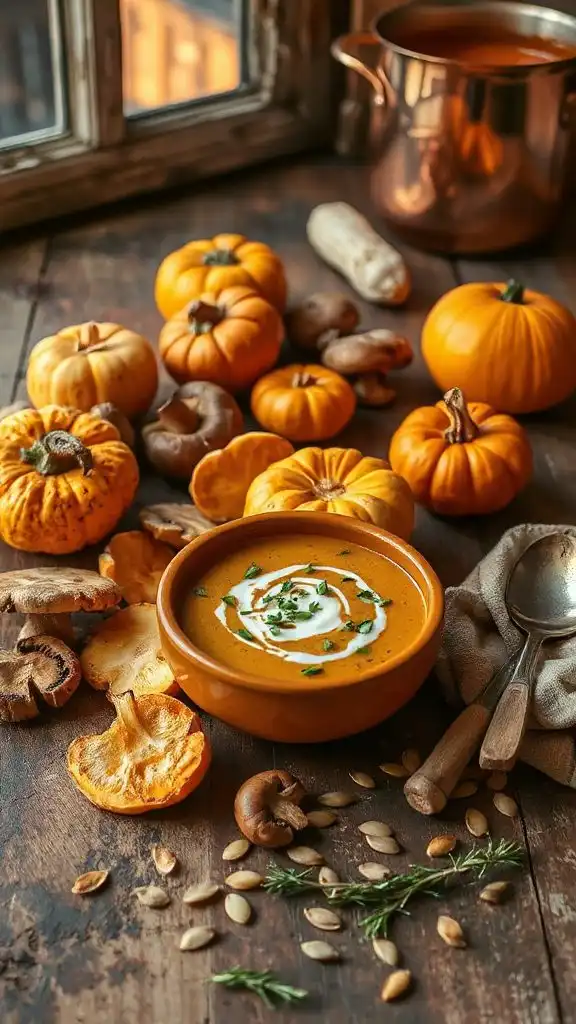 hearty pumpkin mushroom soup