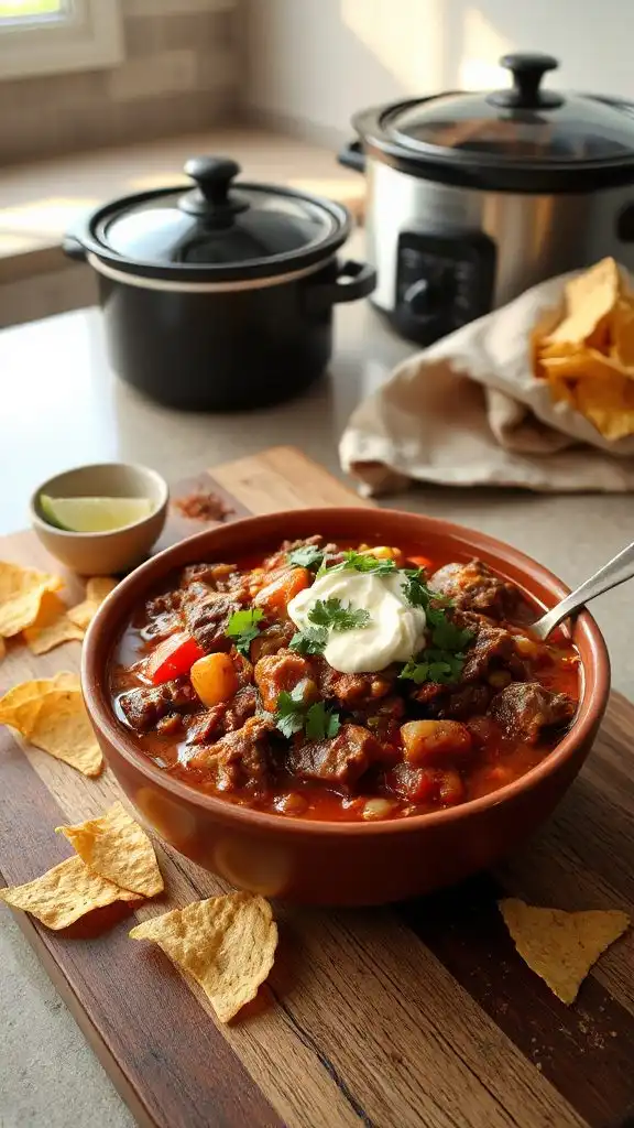 hearty slow cooked chili dish hearty slow cooked chili dish