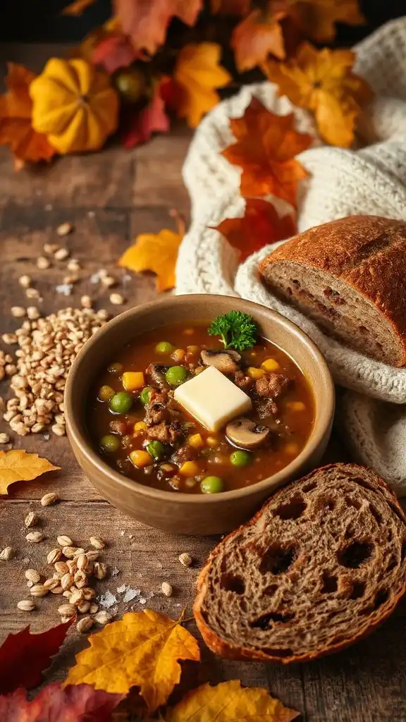 hearty soup with bread