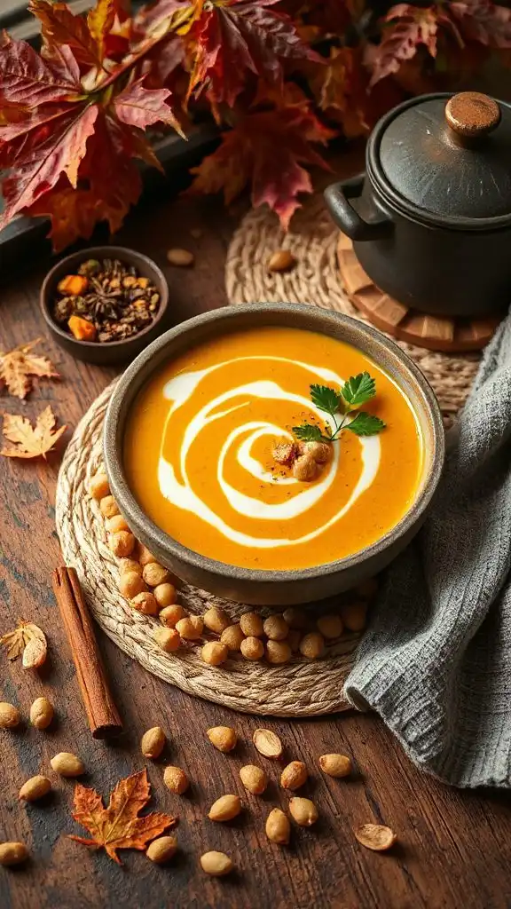 hearty spiced chickpea pumpkin soup