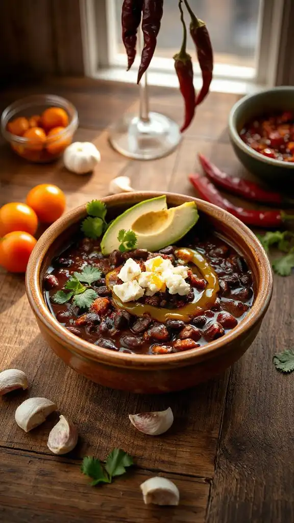 hearty spicy black bean chili hearty spicy black bean chili