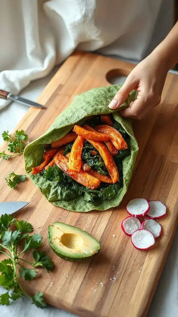 hearty sweet potato kale wrap