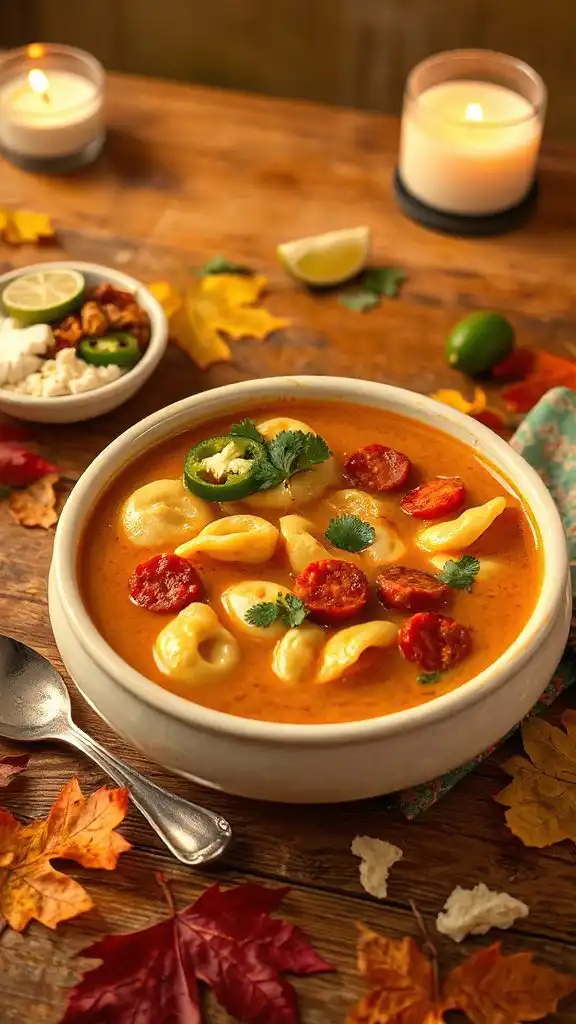 hearty tortellini chorizo soup