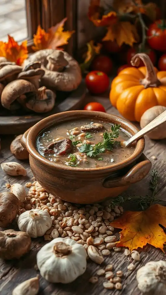 hearty vegetarian mushroom soup