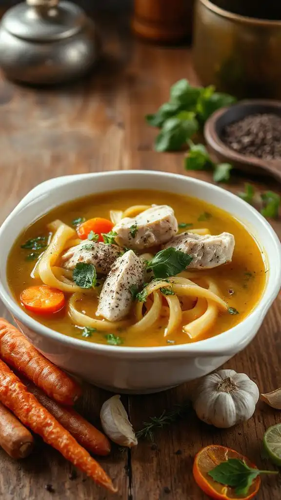 herb infused chicken noodle soup