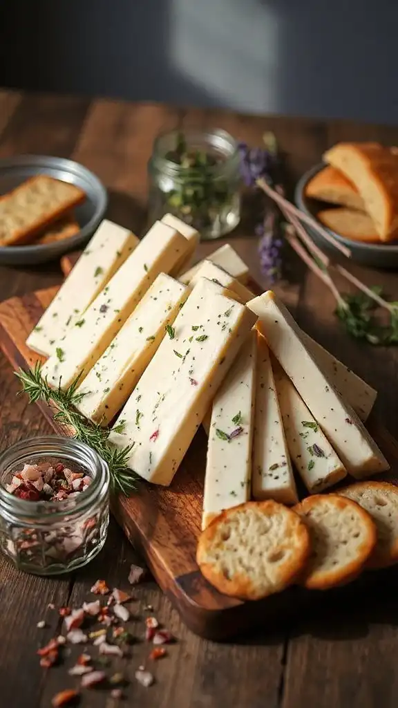 herb infused goat cheese sticks