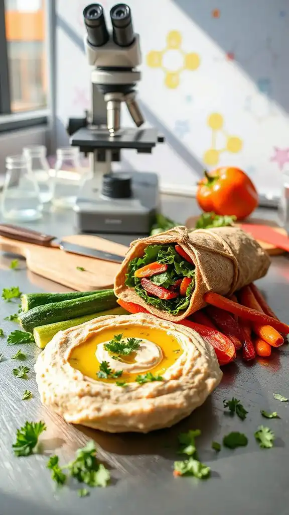 hummus and veggie wrap