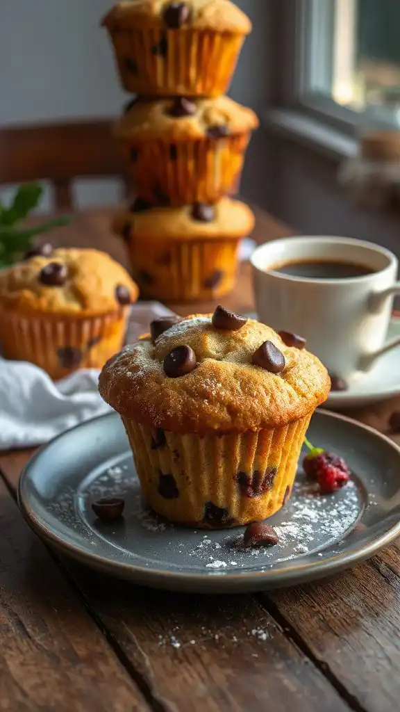 indulgent chocolate chip muffins
