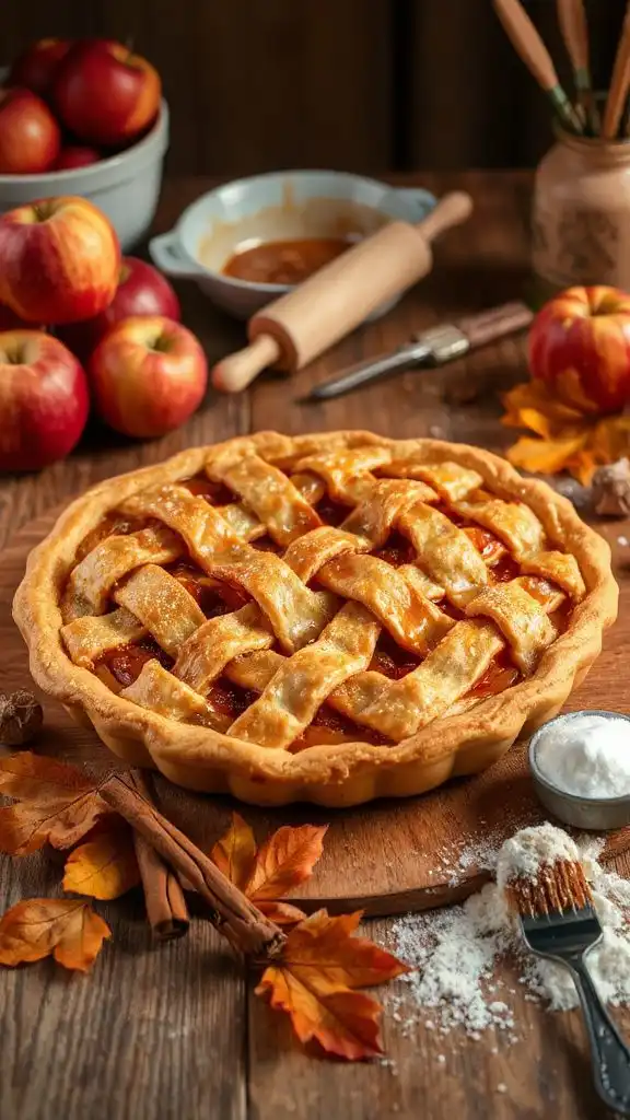 indulgent spiced caramel apple pie