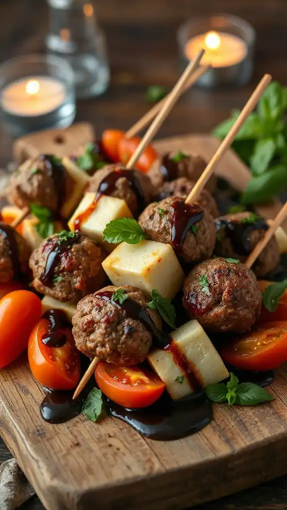 italian meatball cheese skewers
