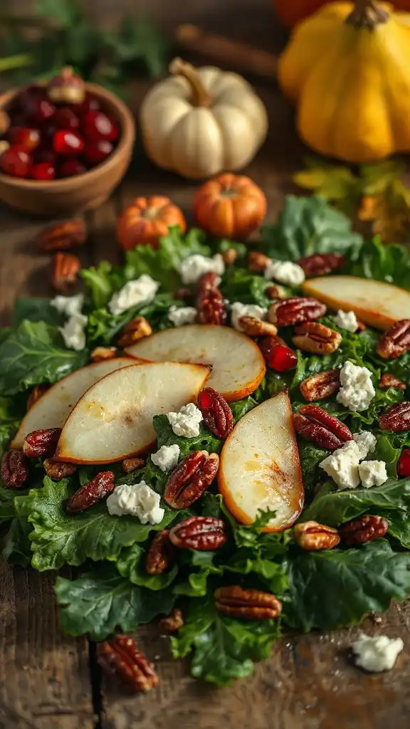kale pears cinnamon pecans