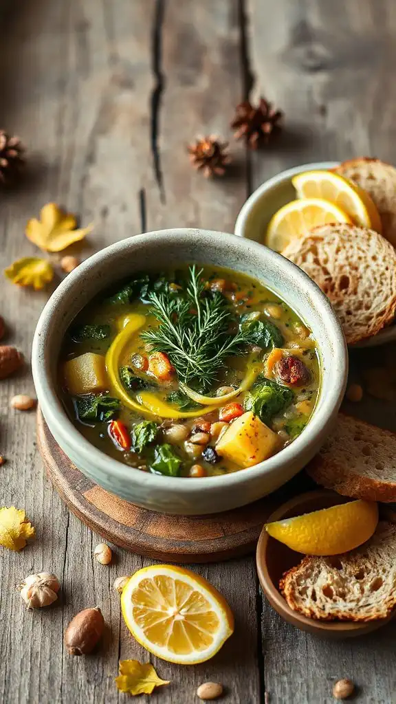 lemon dill lentil kale chowder
