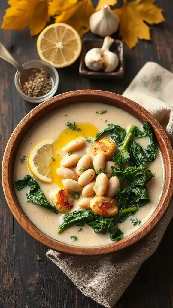 lemon garlic bean kale soup