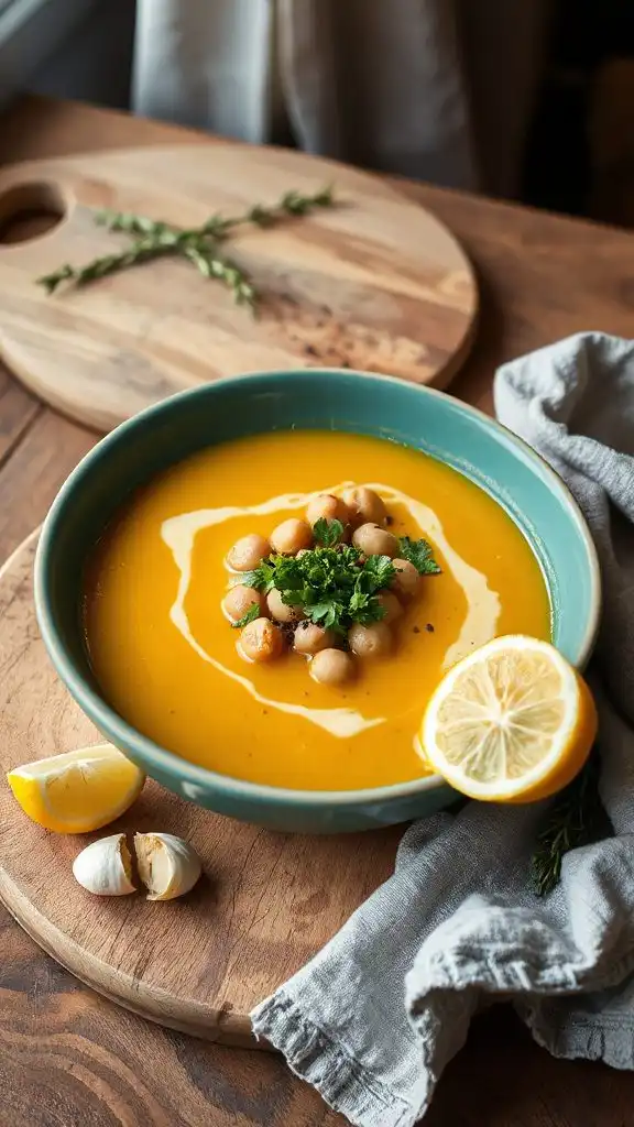 lemon garlic chickpea comfort soup