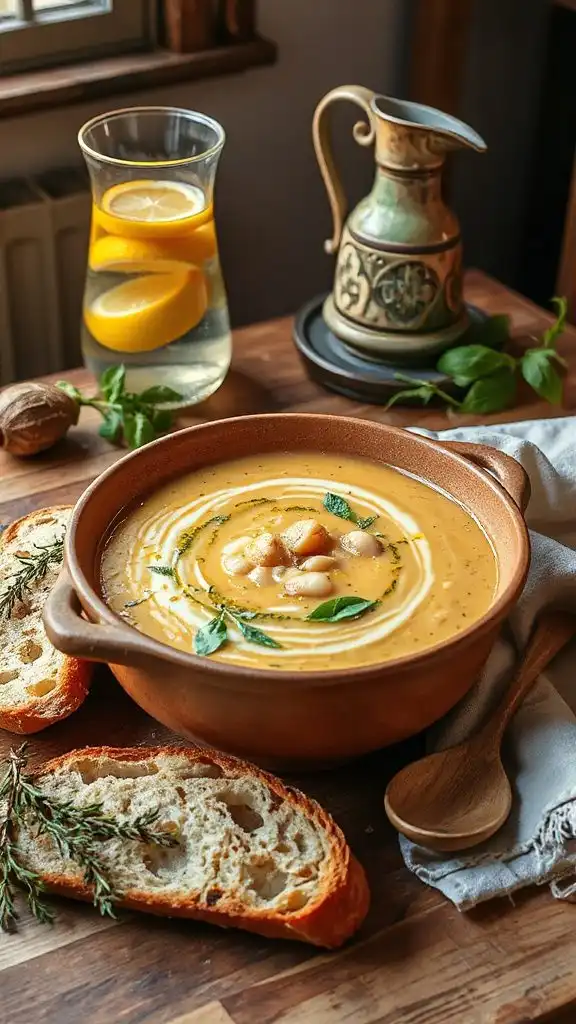 lemon herb white bean soup