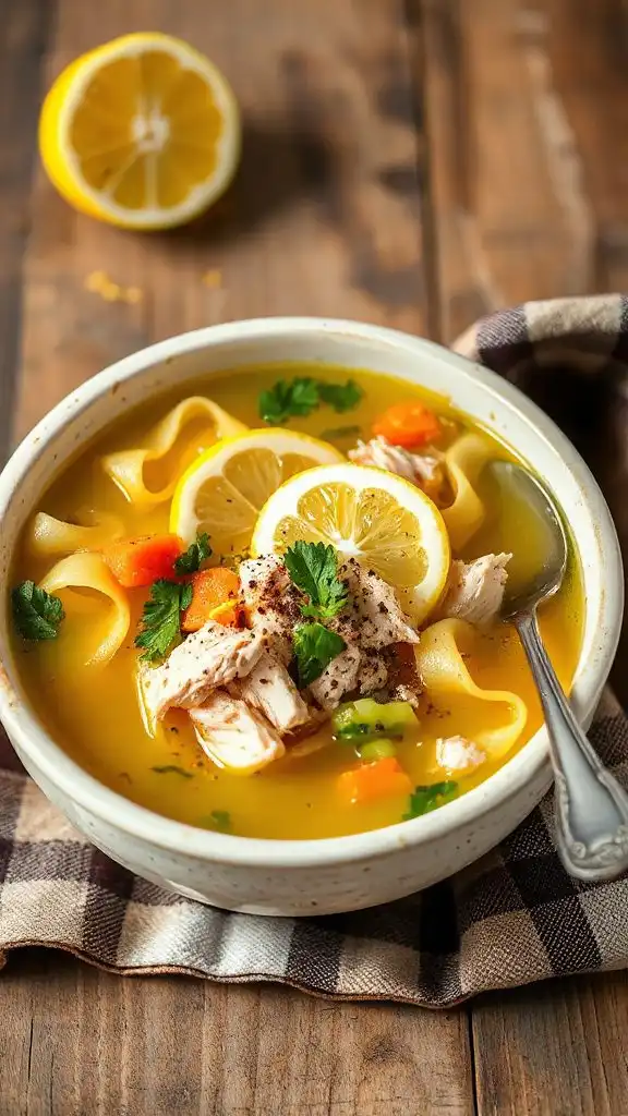 lemon infused chicken noodle soup